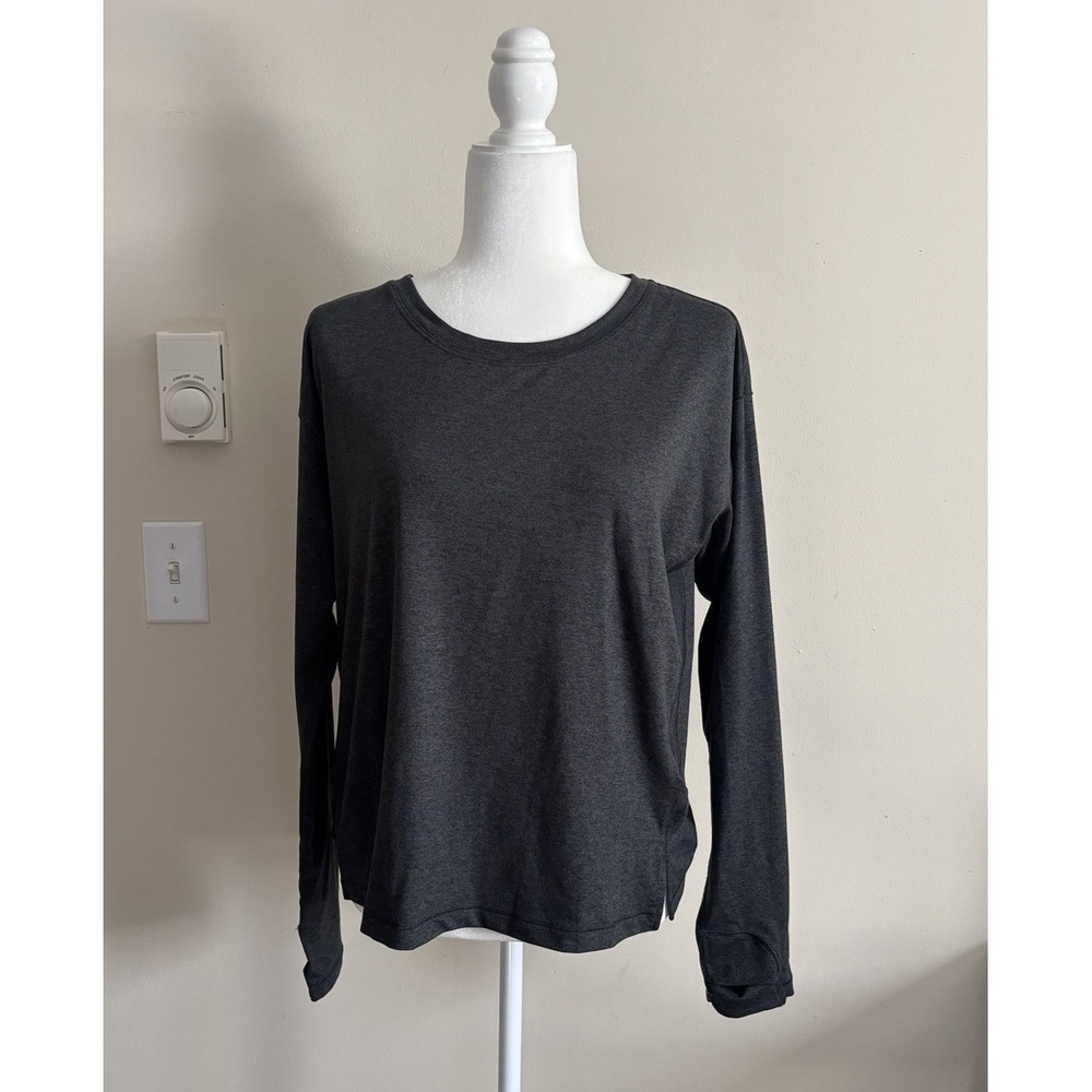 Athleta Uptempo Top Long Sleeve Womens Small Charcoal Gray Athleisure Casual
